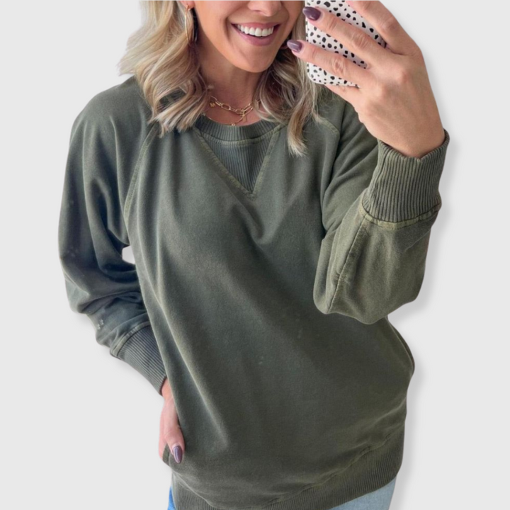 Adrijana™| Rebrasti pulover s džepovima