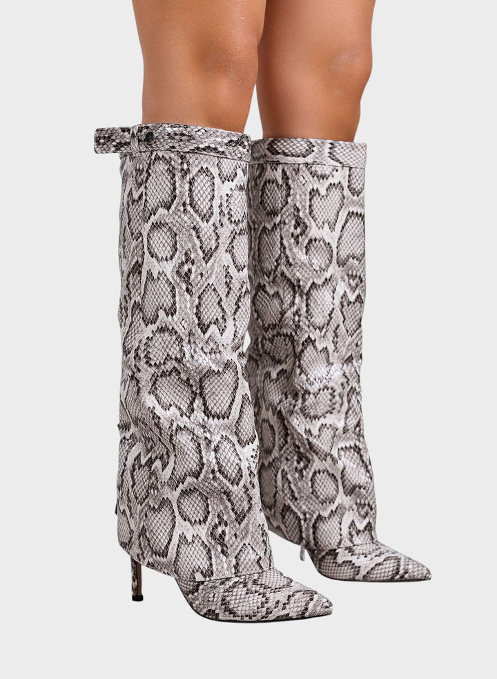 Dobrila™| Visoke čizme s animal printom i tankom potpeticom