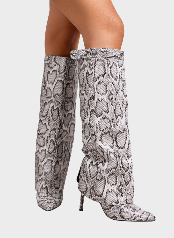 Dobrila™| Visoke čizme s animal printom i tankom potpeticom
